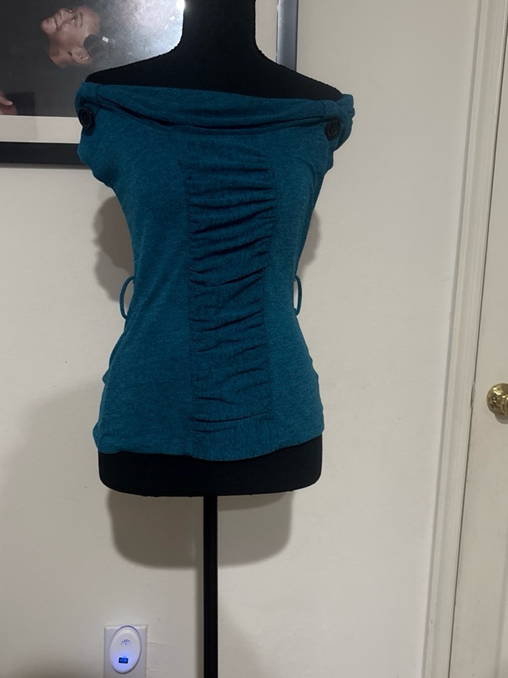 Heart Soul Teal Off-the-Shoulder Ruched Knit Top